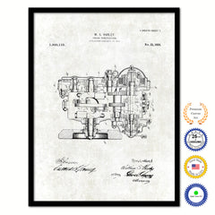 1920 Engine Construction Old Patent Art Print on Canvas Custom Framed Vintage Home Decor Wall Decoration Great for Gifts