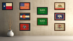Saudi Arabia Country Flag Vintage Canvas Print with Brown Picture Frame Home Decor Gifts Wall Art Decoration Artwork