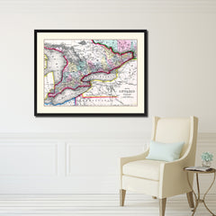Ontario Canada Vintage Antique Map Wall Art Home Decor Gift Ideas Canvas Print Custom Picture Frame