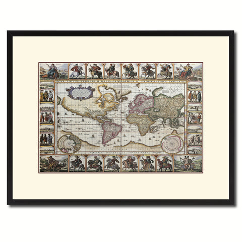 World Vintage Antique Map Wall Art Home Decor Gift Ideas Canvas Print Custom Picture Frame
