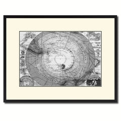 Antarctica South Pole Vintage B&W Map Canvas Print, Picture Frame Home Decor Wall Art Gift Ideas