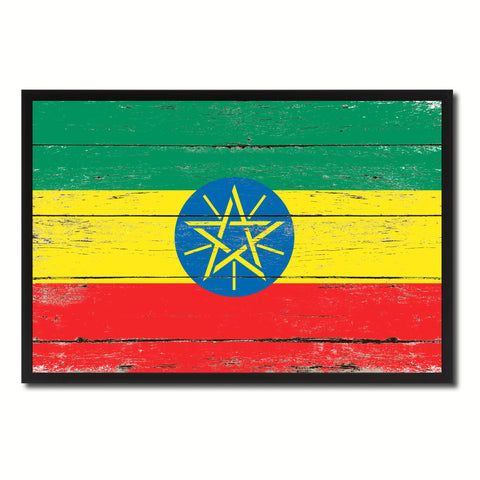 Ethiopia Country National Flag Vintage Canvas Print with Picture Frame Home Decor Wall Art Collection Gift Ideas