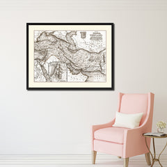 Persia Iraq Iran Afghanistan Vintage Sepia Map Canvas Print, Picture Frame Gifts Home Decor Wall Art Decoration