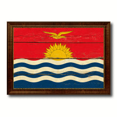 Kiribati Country Flag Vintage Canvas Print with Brown Picture Frame Home Decor Gifts Wall Art Decoration Artwork