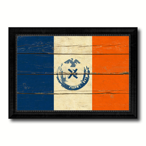 New York City New York State Vintage Flag Canvas Print Black Picture Frame