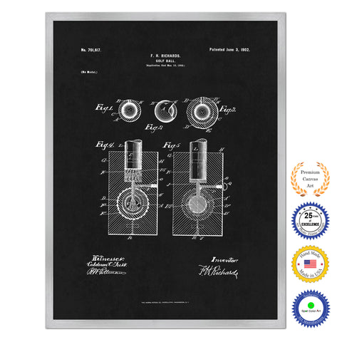 1902 Golf Ball Old Patent Art Print on Canvas Custom Framed Vintage Home Decor Wall Decoration Great for Gifts