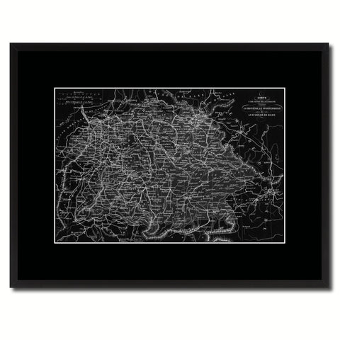 Southern Germany: Bavaria Wurttemberg Hesse Vintage Monochrome Map Canvas Print, Gifts Picture Frames Home Decor Wall Art