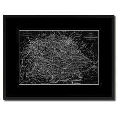 Southern Germany: Bavaria Wurttemberg Hesse Vintage Monochrome Map Canvas Print, Gifts Picture Frames Home Decor Wall Art