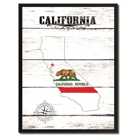 California Flag Gifts Home Decor Wall Art Canvas Print with Custom Picture Frame
