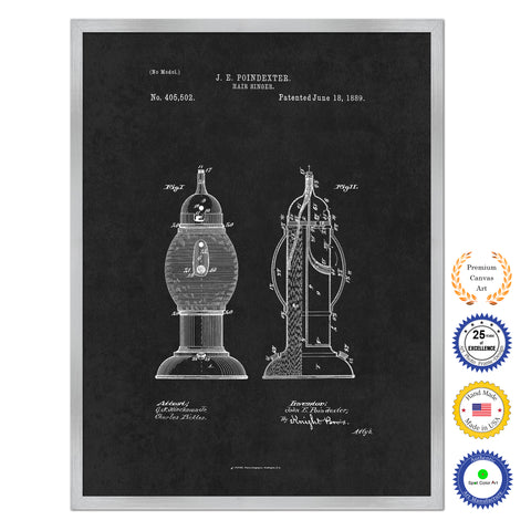 1889 Barber Hair Sanitizer Antique Patent Artwork Silver Framed Canvas Home Office Decor Great Gift for Barber Salon Hair Stylist