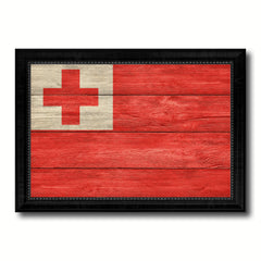 Tonga Country Flag Texture Canvas Print with Black Picture Frame Home Decor Wall Art Decoration Collection Gift Ideas