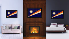 Marshall Islands Country Flag Vintage Canvas Print with Black Picture Frame Home Decor Gifts Wall Art Decoration Artwork