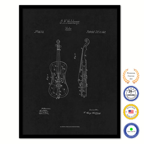 1862 Violin Old Patent Art Print on Canvas Custom Framed Vintage Home Decor Wall Decoration Great for Gifts