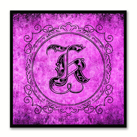 Alphabet K Purple Canvas Print Black Frame Kids Bedroom Wall Décor Home Art