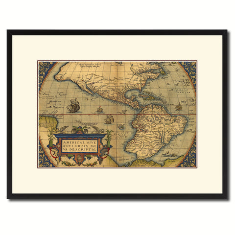 North South America Vintage Antique Map Wall Art Home Decor Gift Ideas Canvas Print Custom Picture Frame