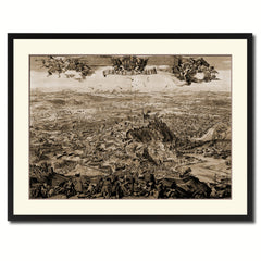 Mountain Fortress Vintage Sepia Map Canvas Print, Picture Frame Gifts Home Decor Wall Art Decoration