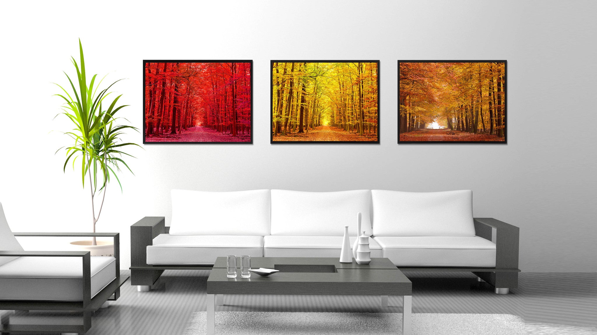 Autumn Road Red Landscape Photo Canvas Print Pictures Frames Home Décor Wall Art Gifts