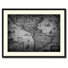 America Vintage B&W Map Canvas Print, Picture Frame Home Decor Wall Art Gift Ideas