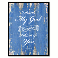 I thanks my god everytime Philippians 1:3 Quote Saying Gift Ideas Home Décor Wall Art