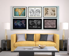 Sicily West Aegadian Islands Vintage Sepia Map Canvas Print, Picture Frame Gifts Home Decor Wall Art Decoration