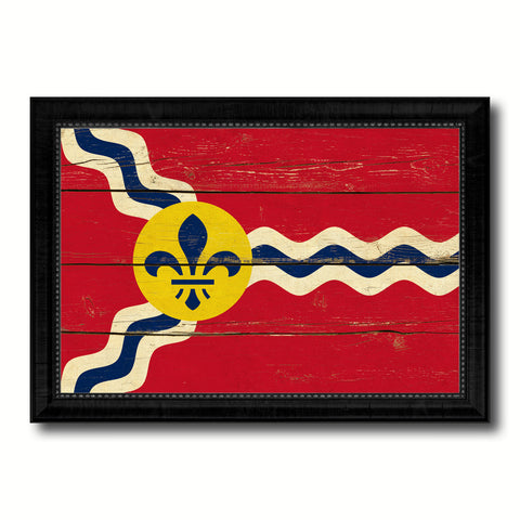 St Louis City Missouri State Vintage Flag Canvas Print Black Picture Frame