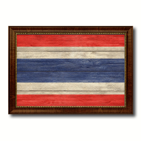 Thailand Country Flag Texture Canvas Print with Brown Custom Picture Frame Home Decor Gift Ideas Wall Art Decoration