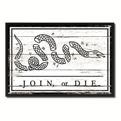 US Join or Die Snake Colonial Revolutionary War Military Flag Vintage Canvas Print with Picture Frame Home Decor Man Cave Wall Art Collectible Decoration Artwork Gifts