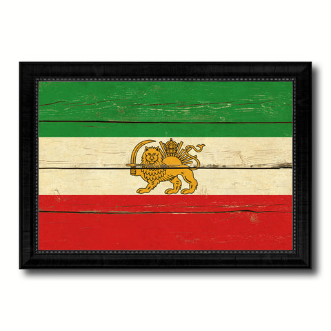 Iran Old Country Flag Vintage Canvas Print with Black Picture Frame Home Decor Gifts Wall Art Decoration Artwork