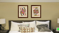 One Eye Jack Spades Poker Decks of Vintage Cards Print on Canvas Brown Custom Framed