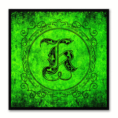 Alphabet K Green Canvas Print Black Frame Kids Bedroom Wall Décor Home Art