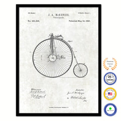 1881 Velocipede Old Patent Art Print on Canvas Custom Framed Vintage Home Decor Wall Decoration Great for Gifts