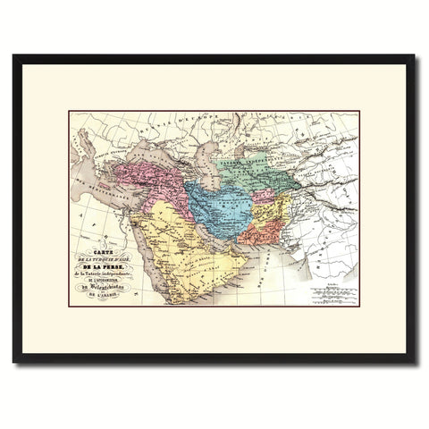 Persia Arabia Iraq Iran Vintage Antique Map Wall Art Home Decor Gift Ideas Canvas Print Custom Picture Frame