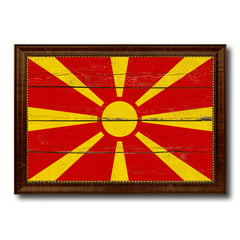 Macedonia Country Flag Vintage Canvas Print with Brown Picture Frame Home Decor Gifts Wall Art Decoration Artwork