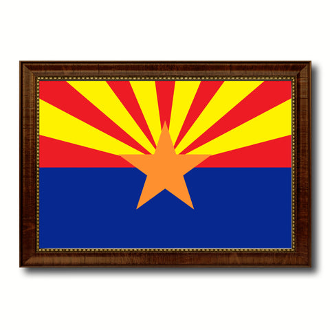 Arizona State Flag Canvas Print with Custom Brown Picture Frame Home Decor Wall Art Decoration Gifts