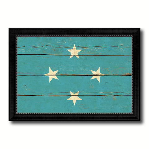 Micronesia Country Flag Vintage Canvas Print with Black Picture Frame Home Decor Gifts Wall Art Decoration Artwork