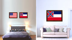 Mississippi State Flag Canvas Print with Custom Brown Picture Frame Home Decor Wall Art Decoration Gifts