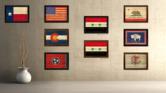 Syria Country Flag Vintage Canvas Print with Brown Picture Frame Home Decor Gifts Wall Art Decoration Artwork