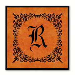 Alphabet R Orange Canvas Print Black Frame Kids Bedroom Wall Décor Home Art