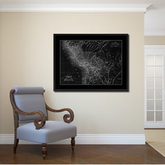 Peru Bolivia Vintage Monochrome Map Canvas Print, Gifts Picture Frames Home Decor Wall Art