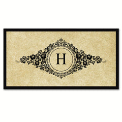 Alphabet Letter H Brown Canvas Print, Black Custom Frame