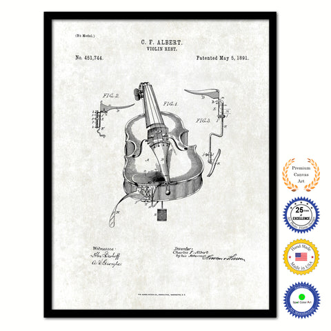 1891 Violin Rest Old Patent Art Print on Canvas Custom Framed Vintage Home Decor Wall Decoration Great for Gifts