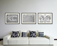 West Virginia Vintage B&W Map Canvas Print, Picture Frame Home Decor Wall Art Gift Ideas