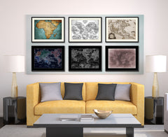 Ancient World Vintage Vivid Sepia Map Canvas Print, Picture Frames Home Decor Wall Art Decoration Gifts