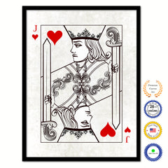 One Eye Jack Heart Poker Decks of Vintage Cards Print on Canvas Black Custom Framed