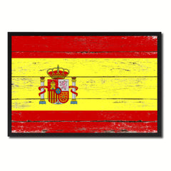 Spain Country National Flag Vintage Canvas Print with Picture Frame Home Decor Wall Art Collection Gift Ideas