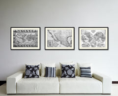 Mexico Vintage B&W Map Canvas Print, Picture Frame Home Decor Wall Art Gift Ideas