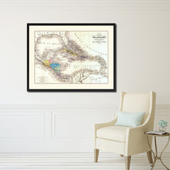 West Indies Caribbean Vintage Antique Map Wall Art Home Decor Gift Ideas Canvas Print Custom Picture Frame