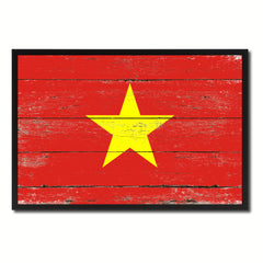 Vietnam Country National Flag Vintage Canvas Print with Picture Frame Home Decor Wall Art Collection Gift Ideas