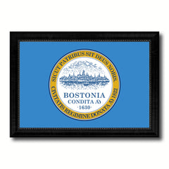 Boston City Massachusetts State Flag Canvas Print Black Picture Frame