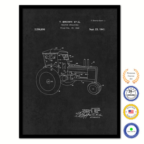 1941 Tractor Enclosure Old Patent Art Print on Canvas Custom Framed Vintage Home Decor Wall Decoration Great for Gifts